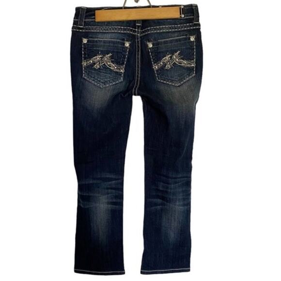 MISS ME Boyfriend Capri Jeans Blingy Dark Wash Thick Stitch Size 27 New with Tag - Picture 4 of 12